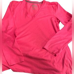 Nike Dri-fit V-Neck Pink Long Sleeve Shirt size Medium
